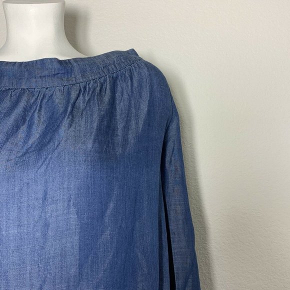 RD Style Blue Chambray Off Shoulder Blouse Medium - Picture 3 of 7